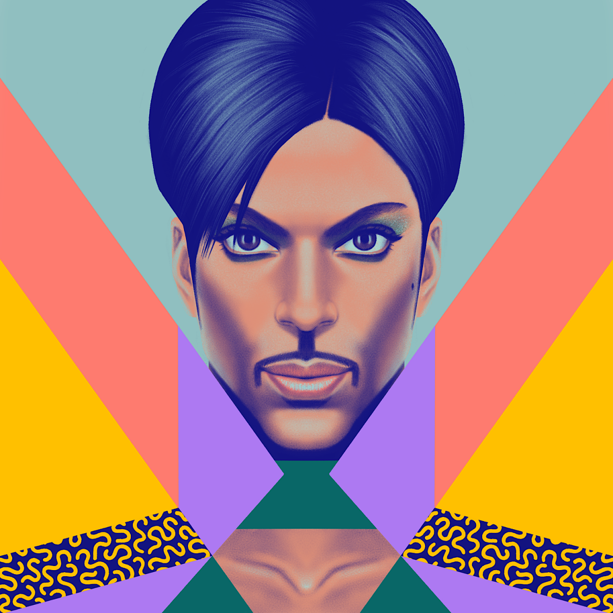 Unique and colorful portrait poster of Prince in Los Angeles printed on high quality art paper